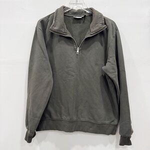 Weekday Markus Zip Sweatshirt Green High Neck Medium